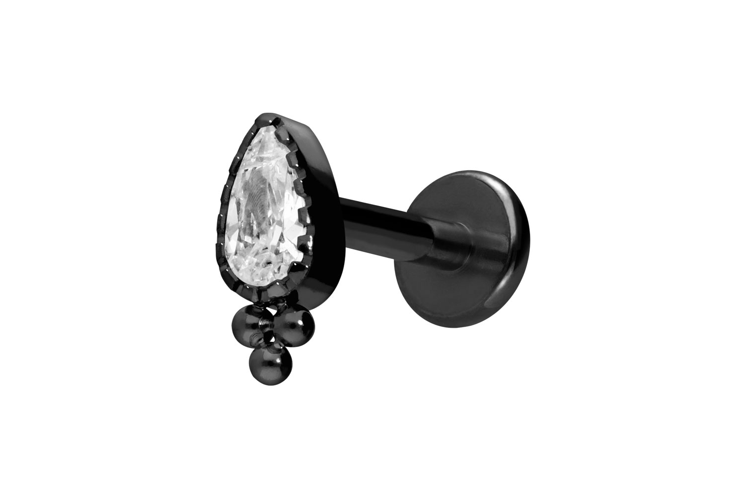 Titan Labret Piercing mit Innengewinde KRISTALLTROPFEN + KUGELN